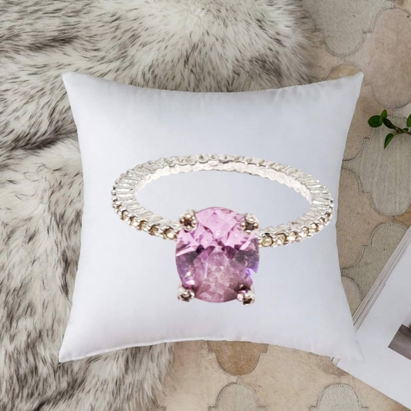 .🌲10/$20. Purple Crystal Solitaire Silver Tone Eternity Band - Picture 1 of 6